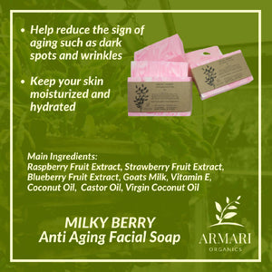 MILKY BERRY Anti Aging Facial Soap by Armari Organics