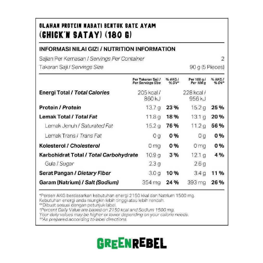 Green Rebel Chick'n Satay Taichan 180g